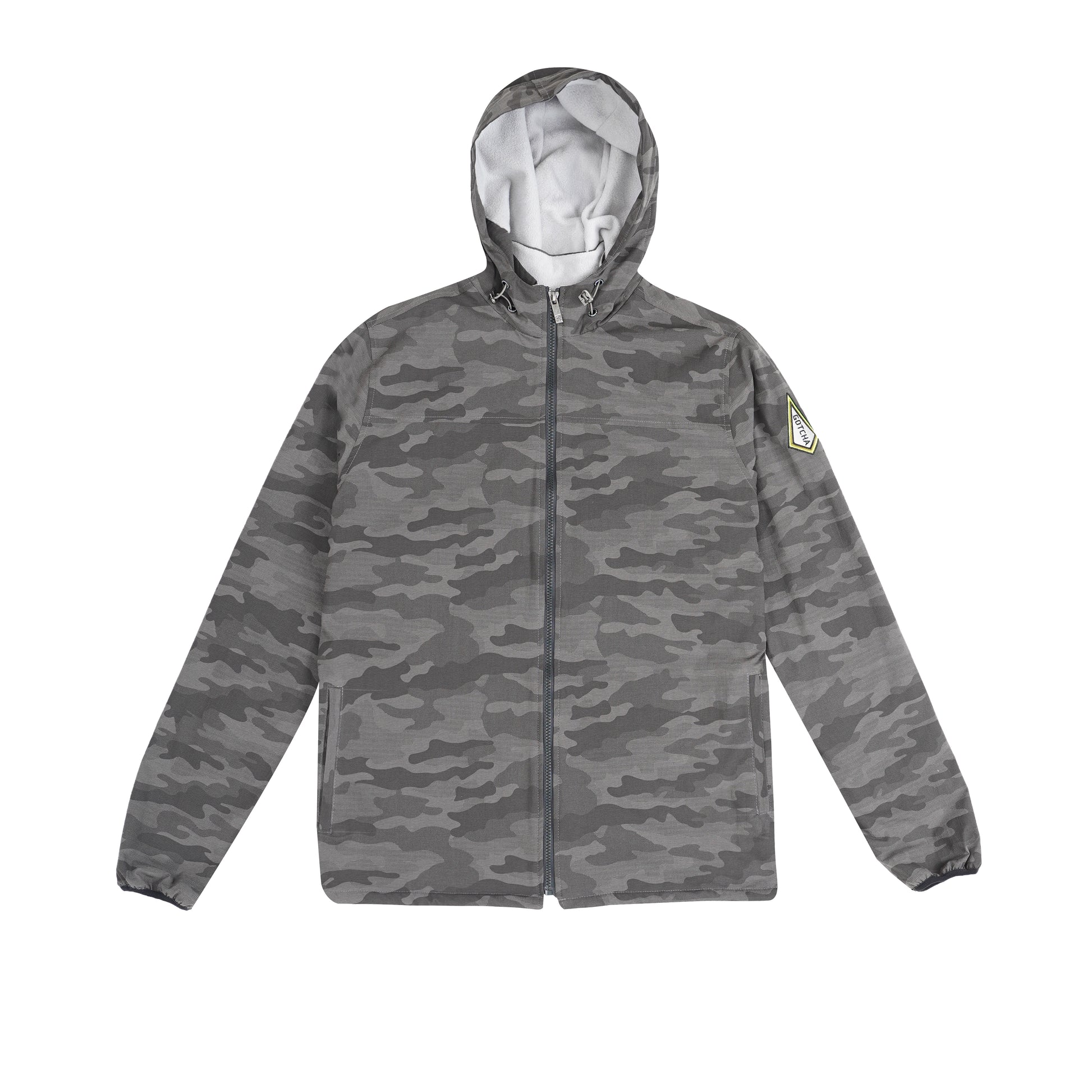 Buy Camouflage gray lined hooded jacket in dubai