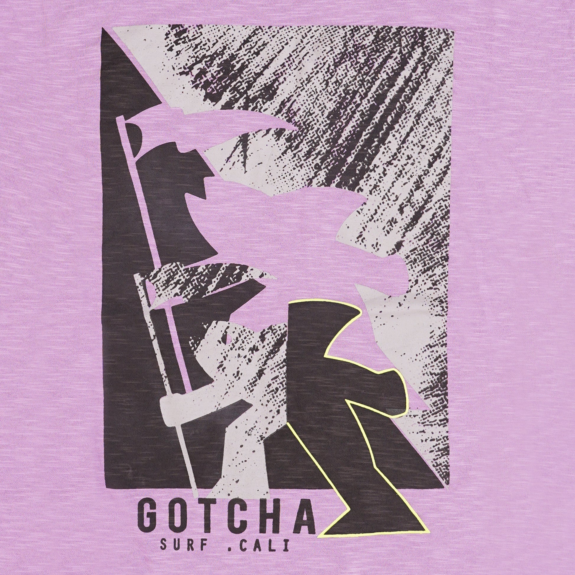 gotcha logo on orchid tshirt